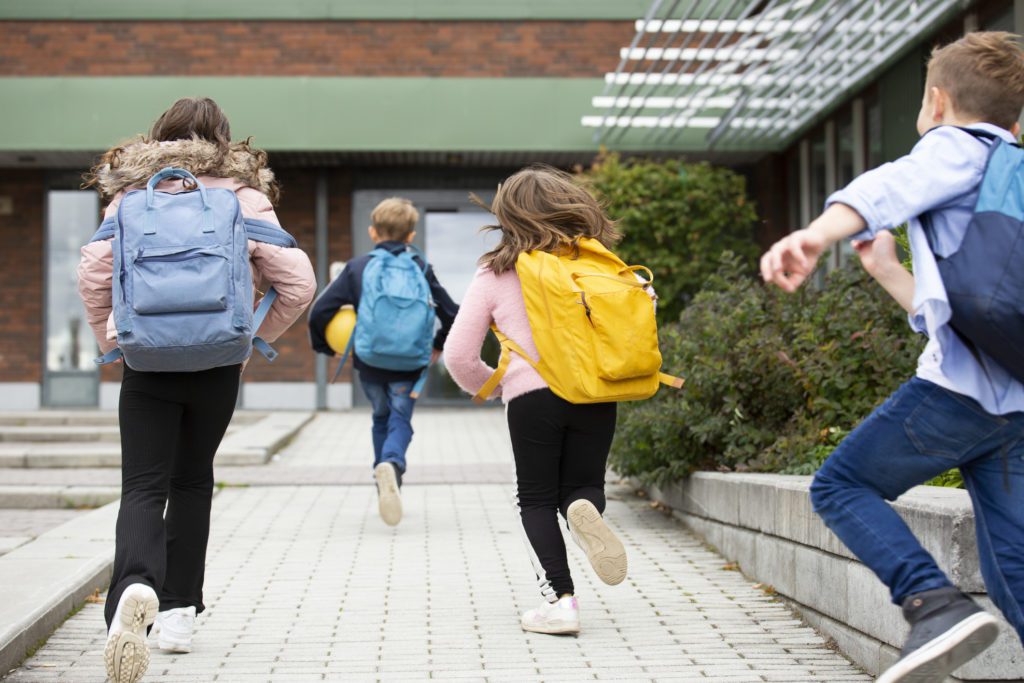 Schoolchildren Running